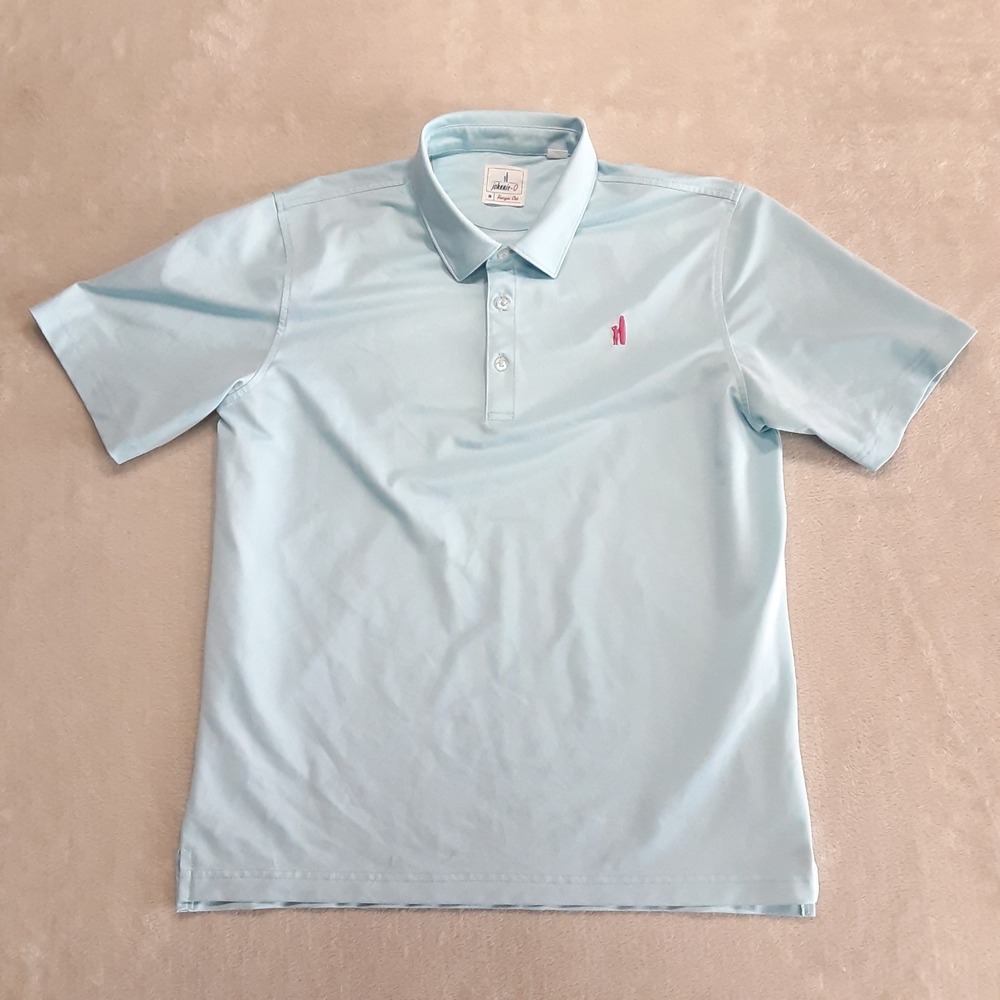 Johnnie-O Boys Fairway Jr. Mesh Performance Polo 16 Iceberg Blue Pink Surfer